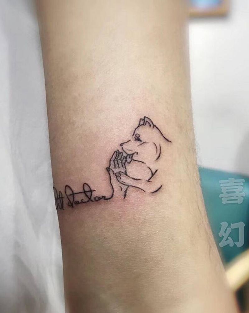 卡通宠物纹身图片_手臂小清新纹身图案