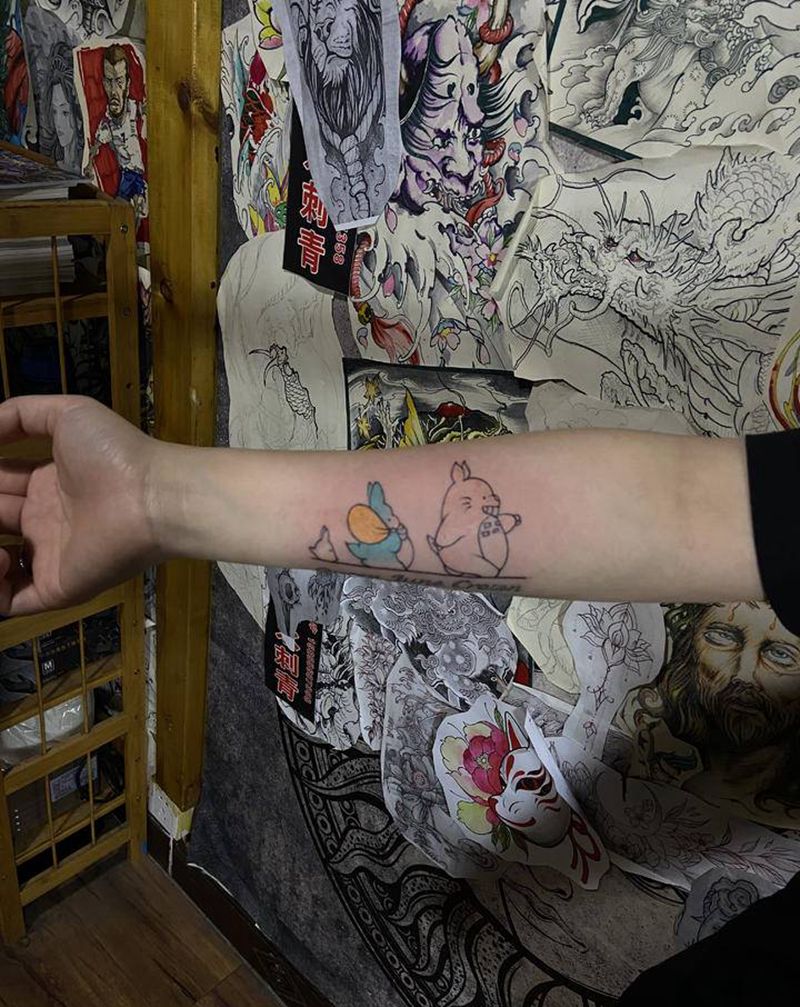 龙猫纹身图片_水墨纹身图案