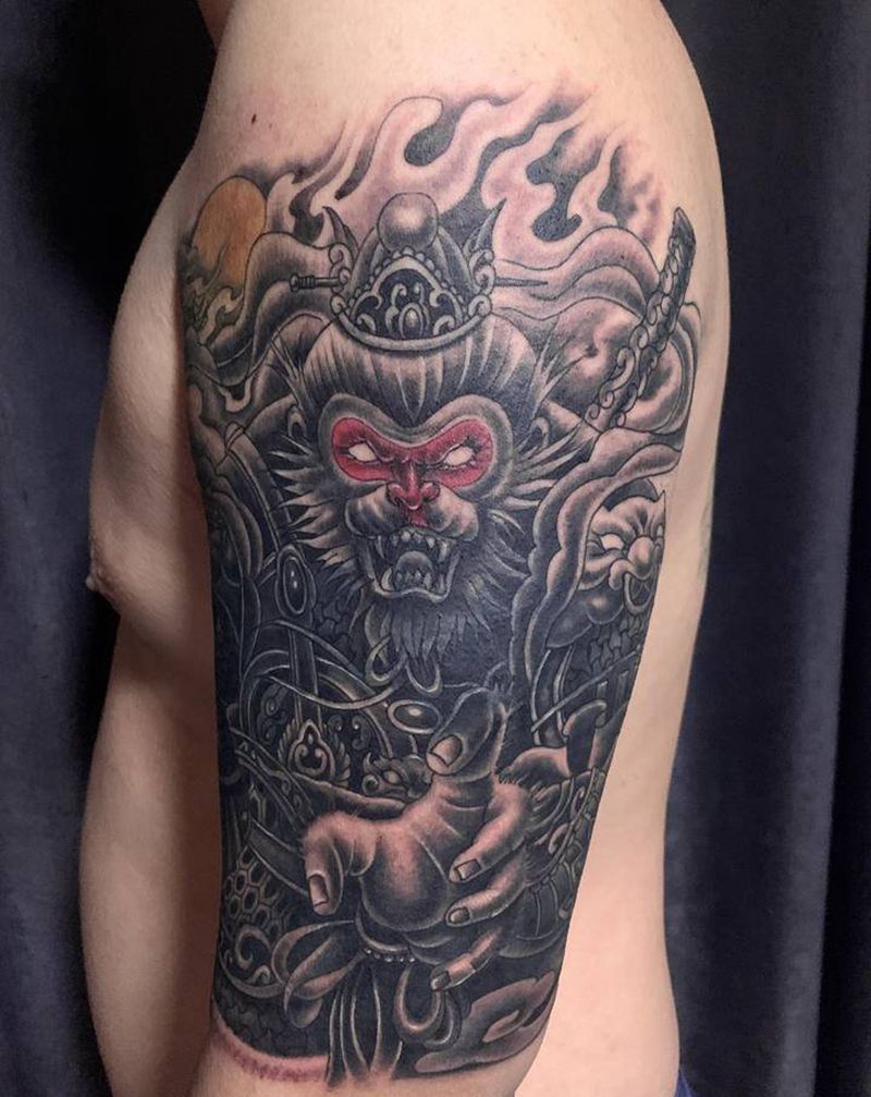 斗战胜佛纹身图片_手臂新传统纹身图案