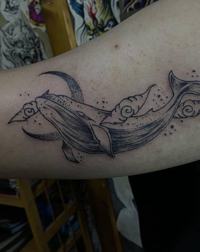 鲸鱼纹身图片_欧美写实纹身图案