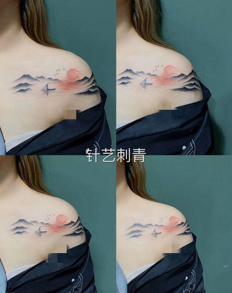 ⛰️纹身图片_锁骨纹身图案