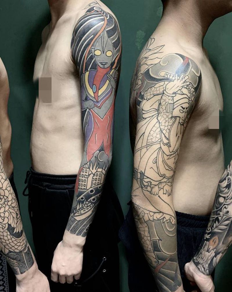 组合纹身图片_手臂纹身图案