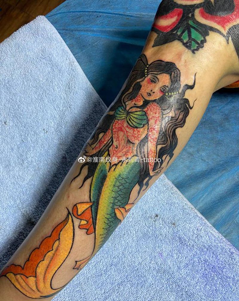 美人鱼纹身图片_New School纹身图案