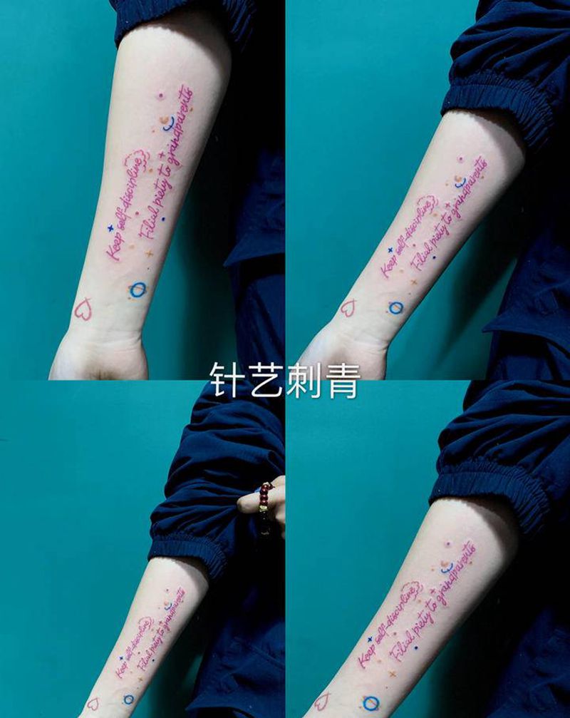 清新字母纹身图片_手臂纹身图案