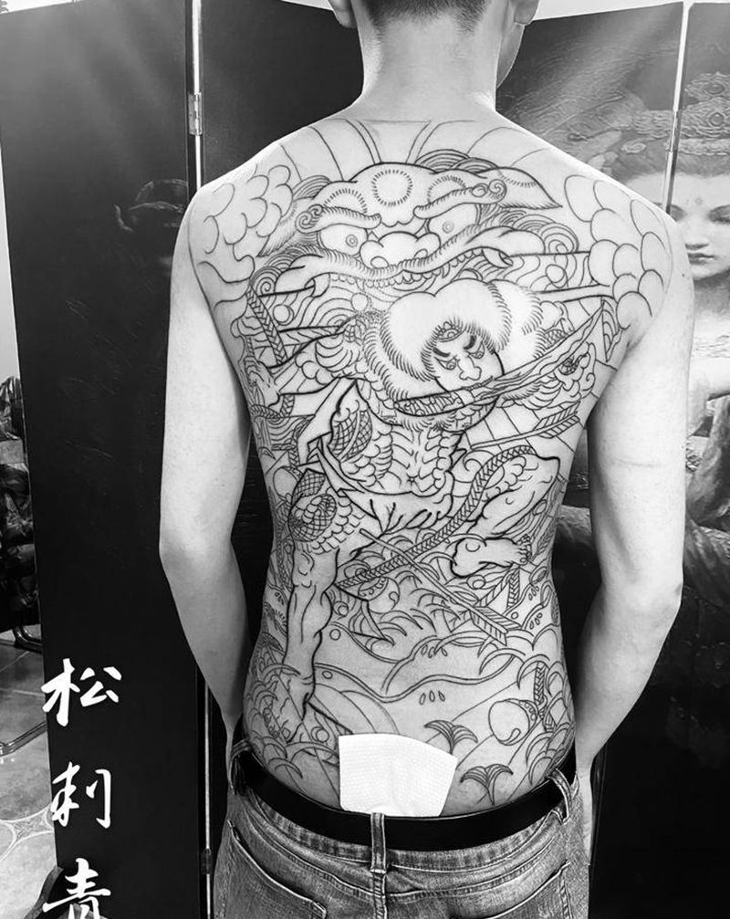 张顺破水门纹身图片_老传统纹身图案