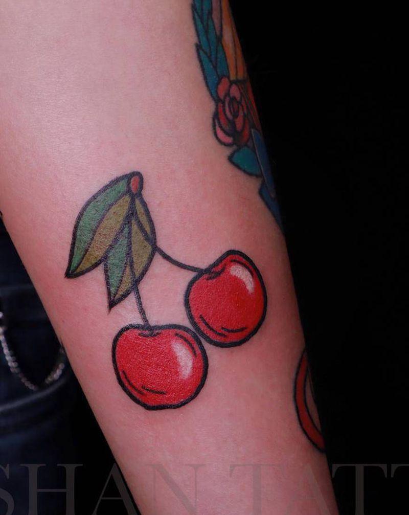 樱桃纹身图片_手臂Old School纹身图案