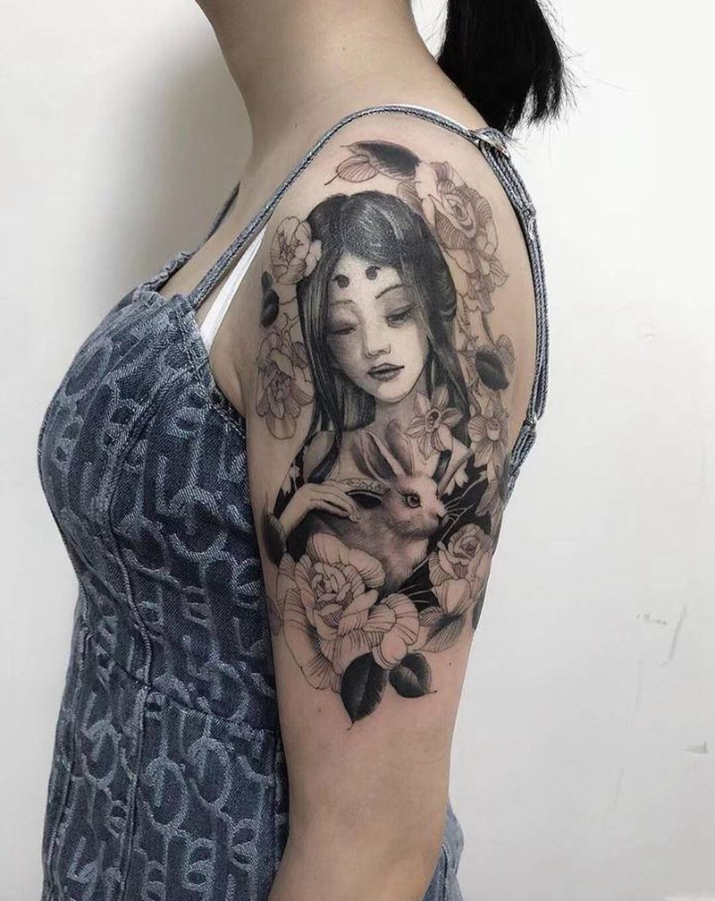 古风纹身图片_手臂点刺欧美写实素花纹身图案