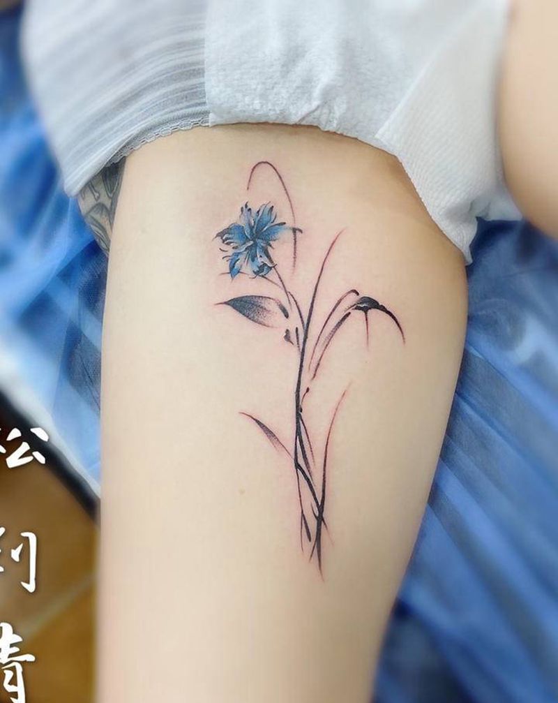 君子兰纹身图片_新传统纹身图案