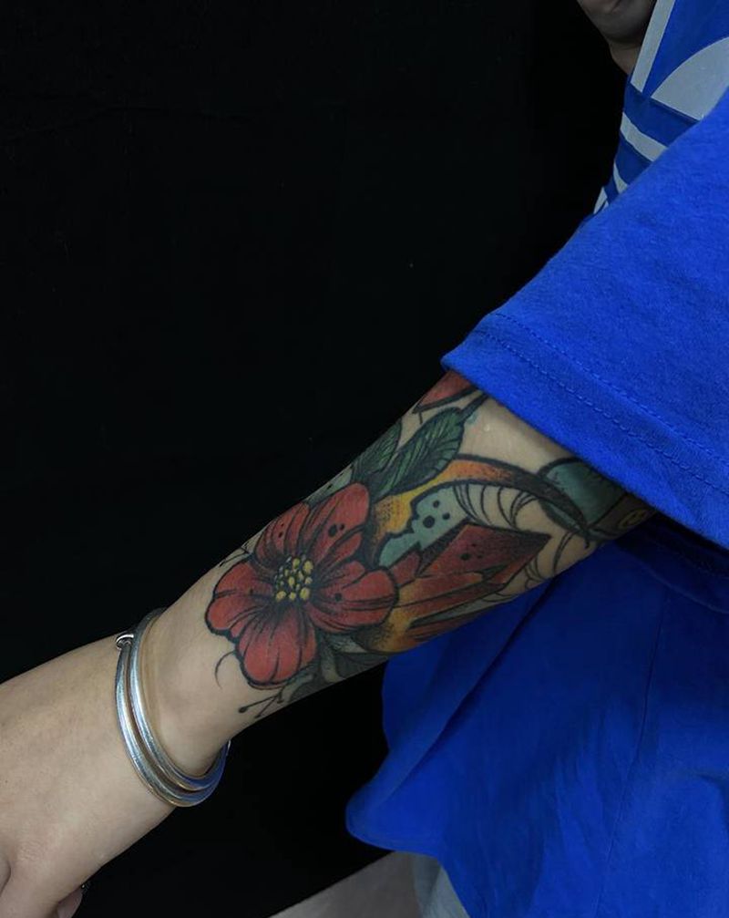 花纹身图片_New School纹身图案