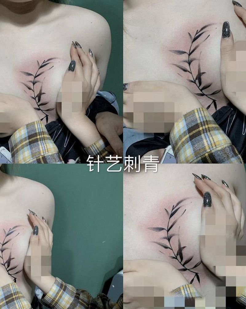 小清新纹身图片_胸部纹身图案