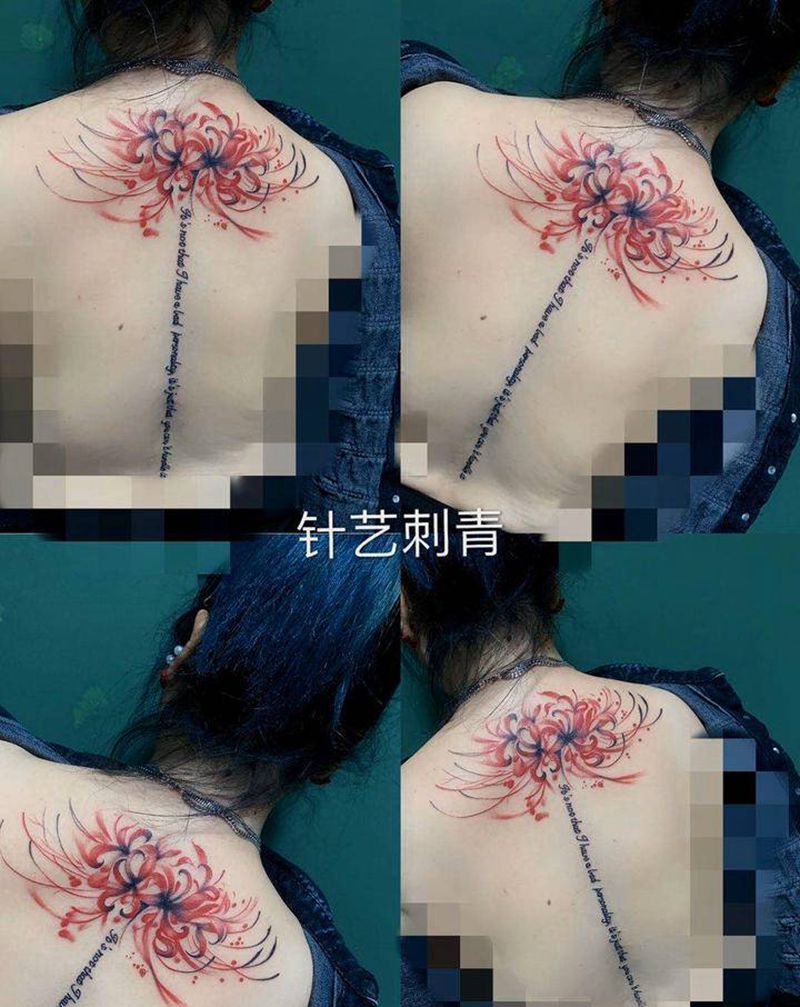彼岸花纹身图片_背部纹身图案