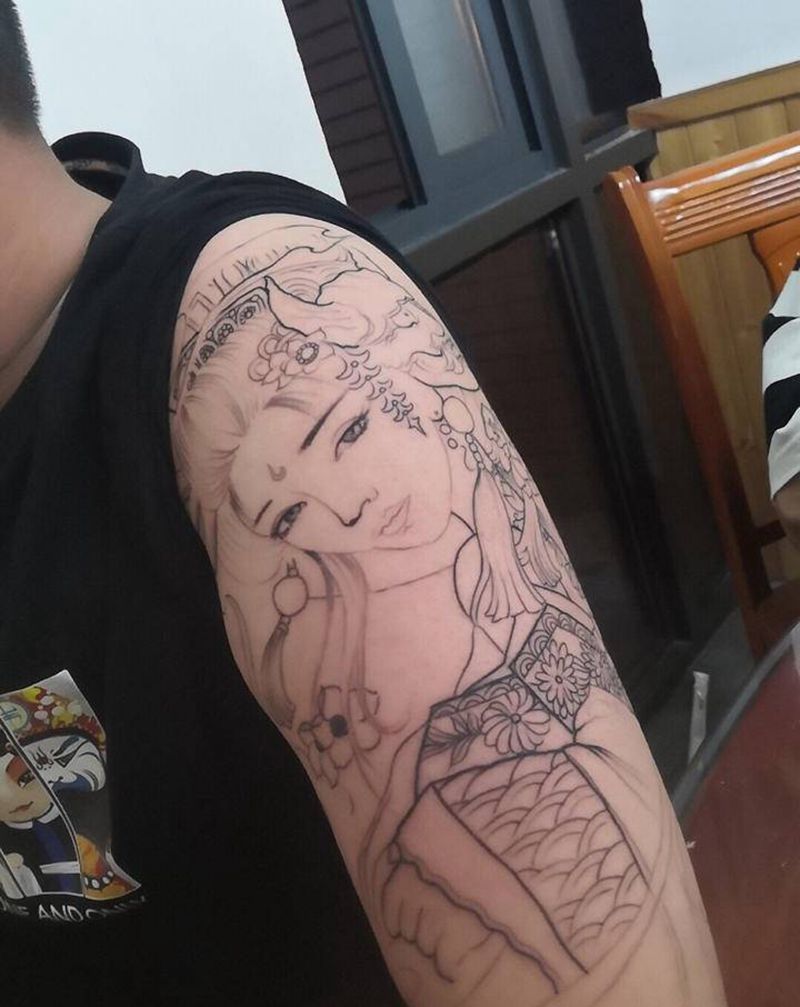 线条纹身图片_手臂纹身图案