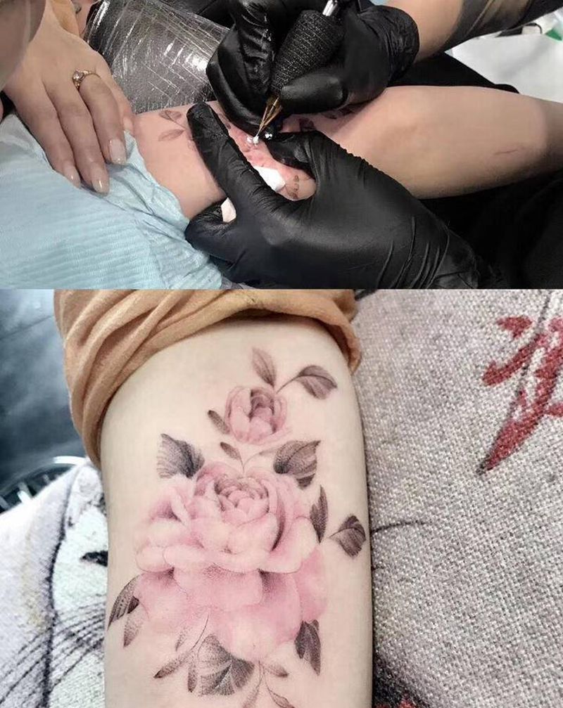 花纹身图片_手臂水彩纹身图案