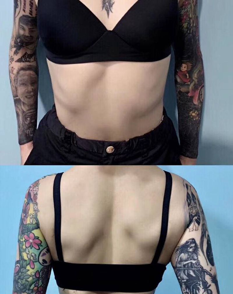 花臂纹身图片_手臂New School遮盖纹身图案