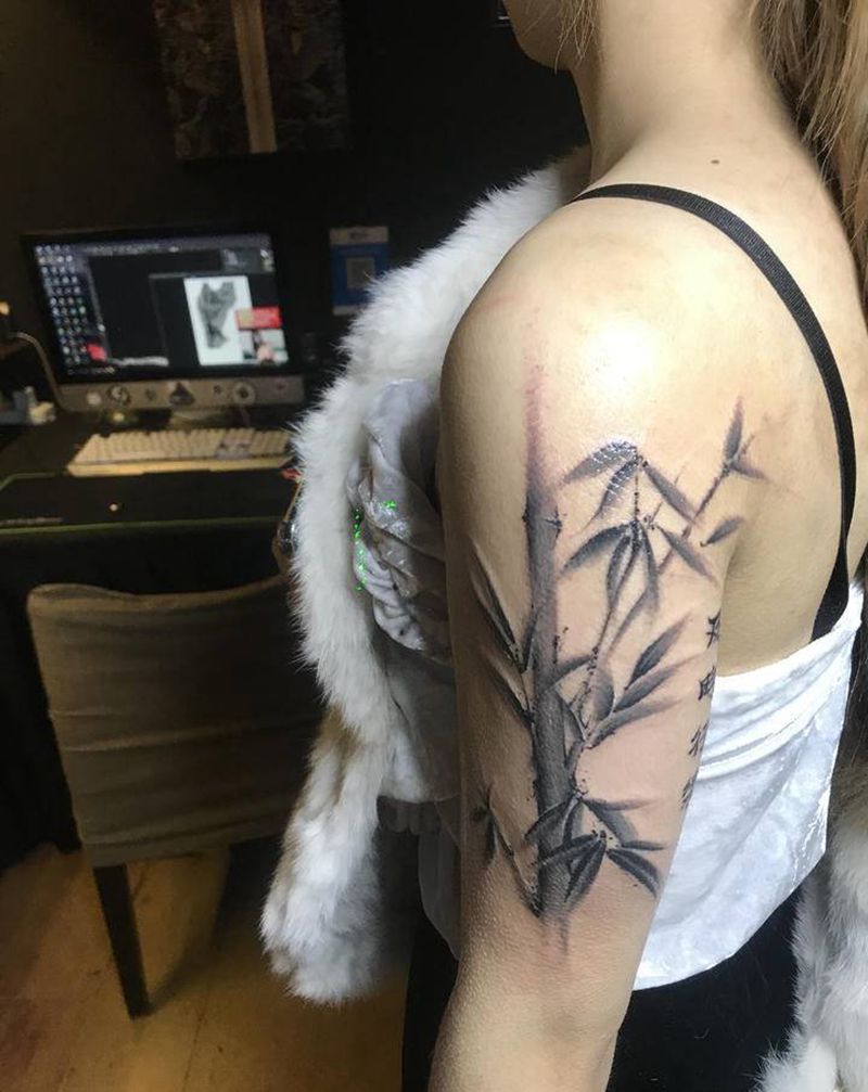 竹子纹身图片_手臂纹身图案