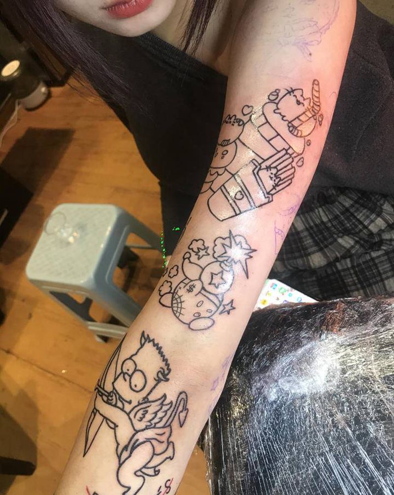 未做完纹身图片_手臂纹身图案