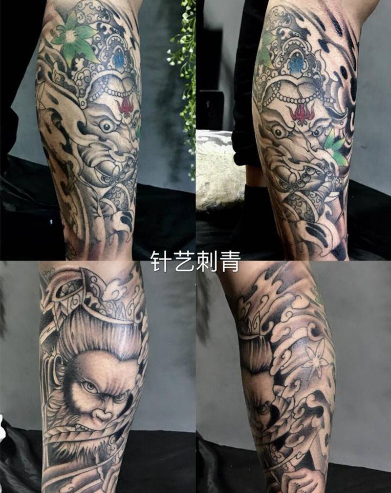 包小腿纹身图片_腿部纹身图案