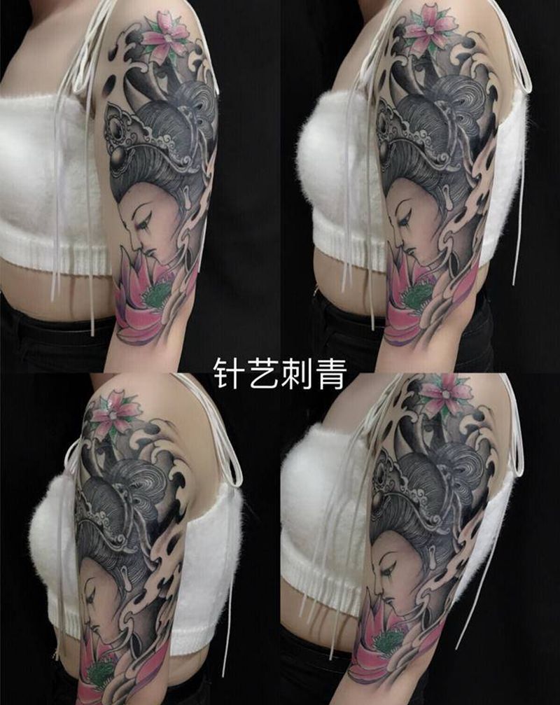 艺妓遮盖纹身图片_大臂纹身图案
