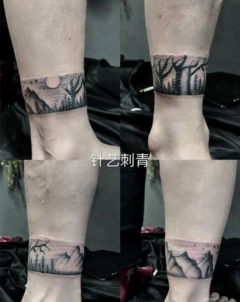 原创风景纹身图片_臂环纹身图案