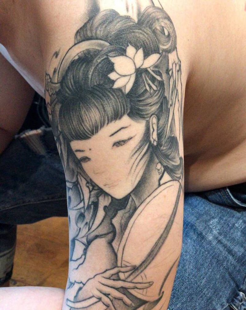 ，1纹身图片_脚部水彩纹身图案