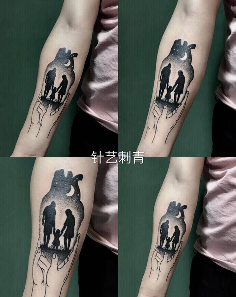 一个有爱的男人纹身图片_手臂纹身图案