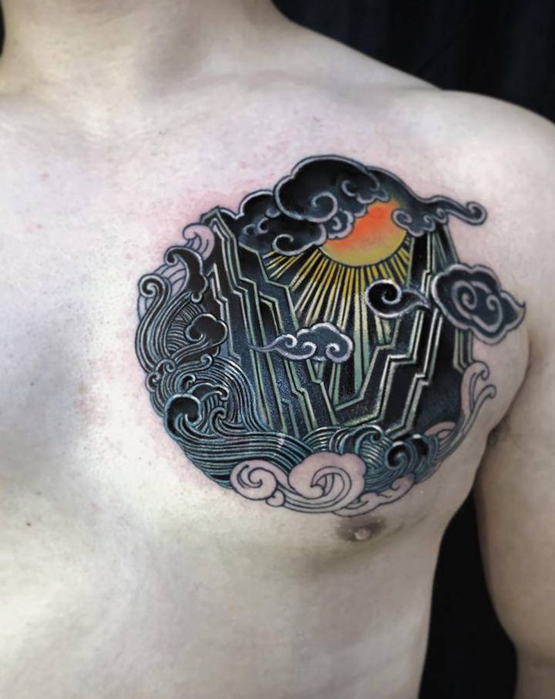 遮盖前女友纹身图片_胸部纹身图案