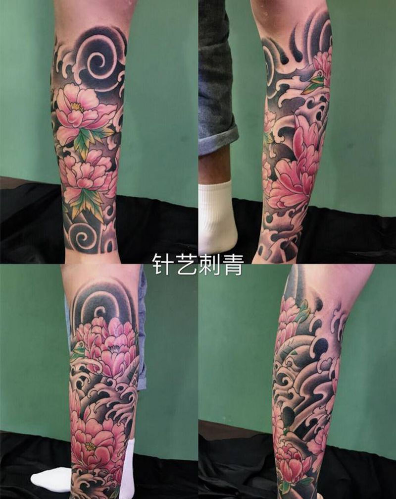 花腿纹身图片_腿部纹身图案