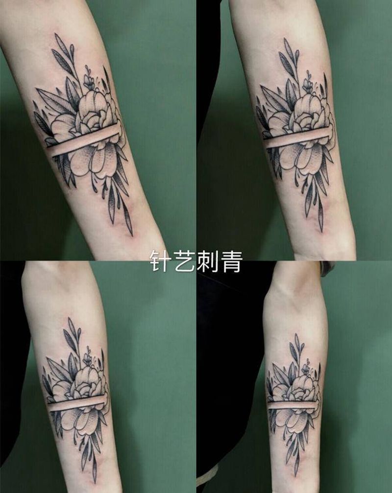 素花纹身图片_手臂纹身图案