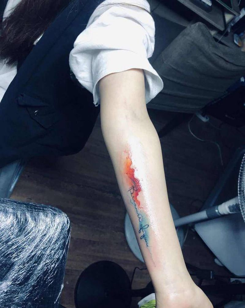 水彩水墨纹身图片_手臂纹身图案