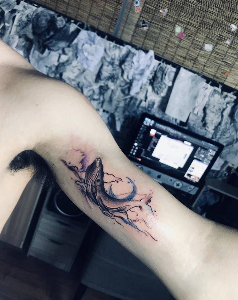 水墨纹身图片_肩部纹身图案