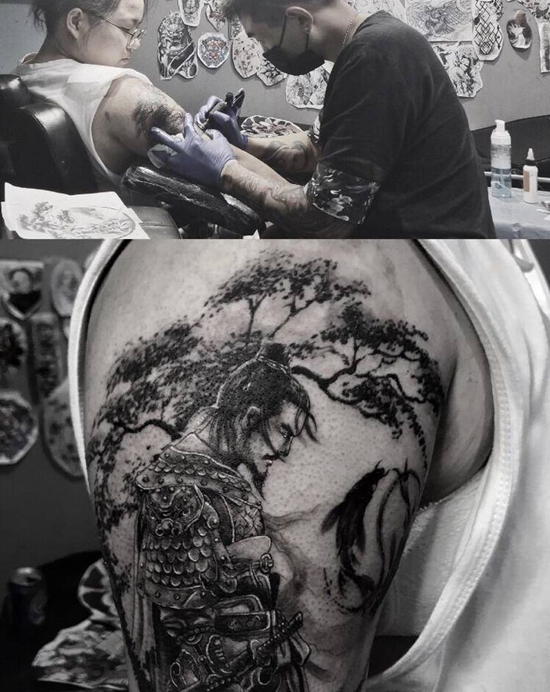 日本武士纹身图片_手臂新传统纹身图案