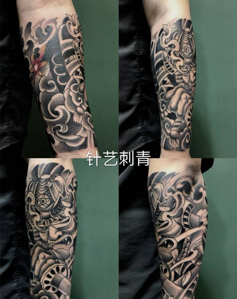 鬼武士纹身图片_手臂纹身图案