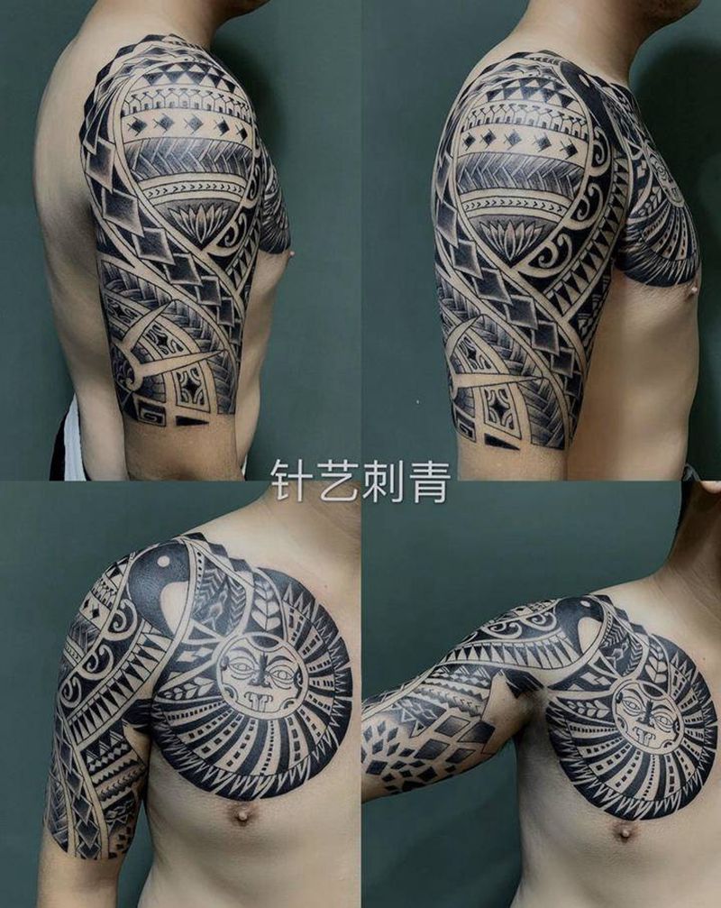 玛雅图腾纹身图片_半甲纹身图案