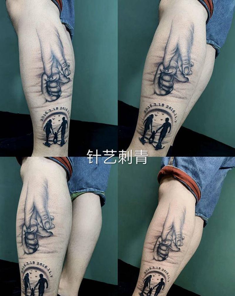 原创作品(父爱)纹身图片_腿部纹身图案