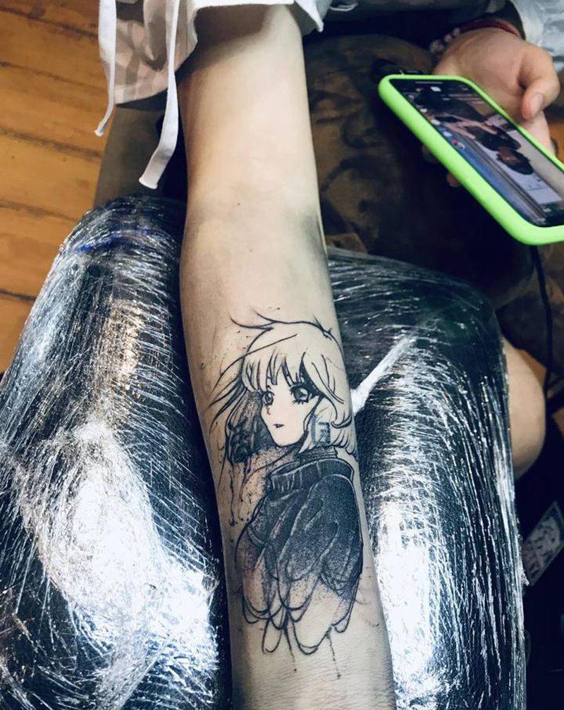 遮盖纹身图片_手臂点刺纹身图案