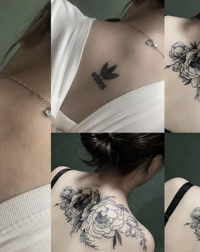 素花遮盖纹身图片_背部纹身图案