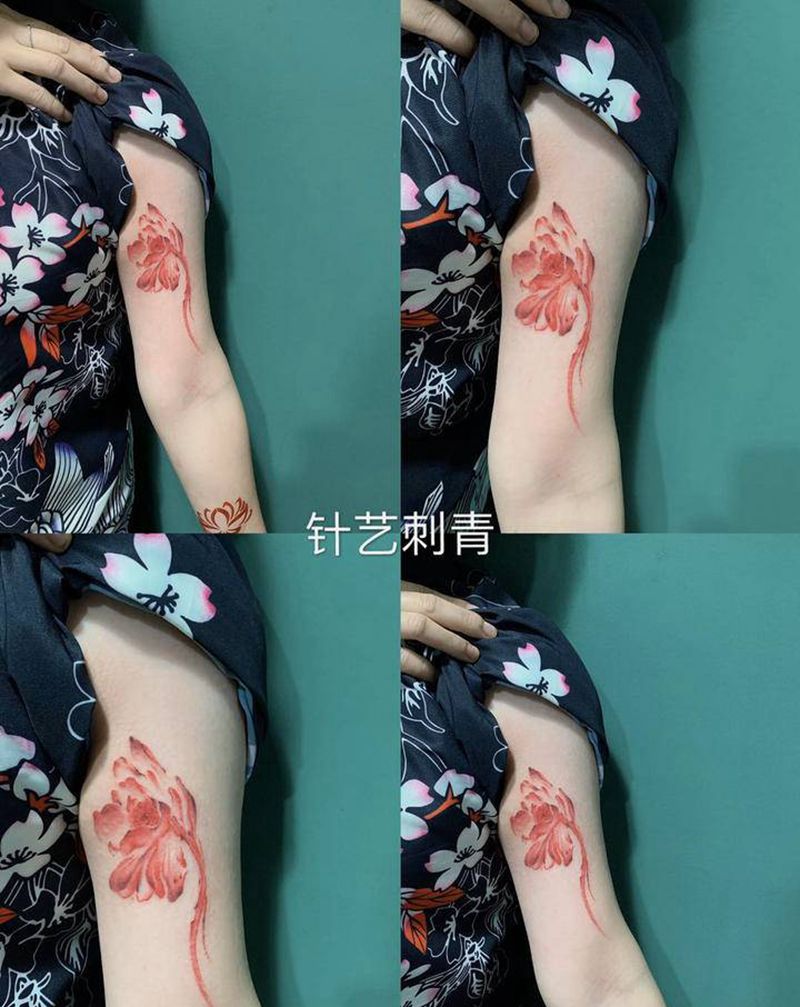 水墨莲花纹身图片_手臂纹身图案