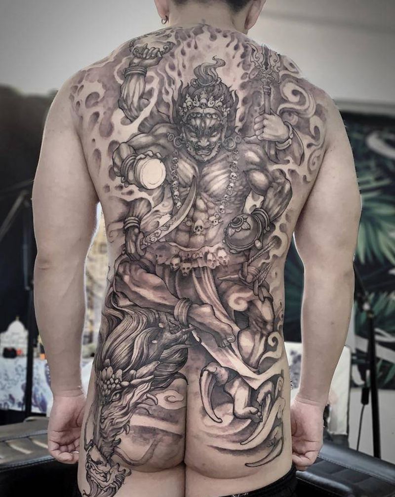 不动明王纹身图片_背部新传统纹身图案