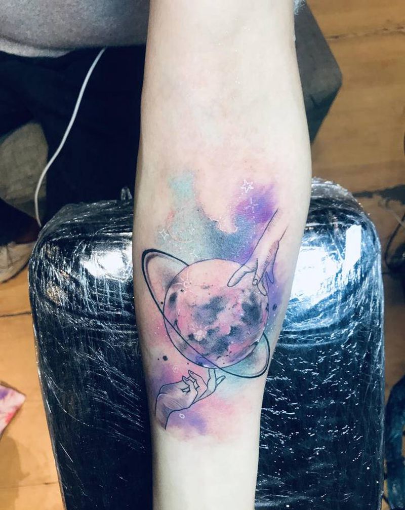 月球纹身图片_水彩纹身图案