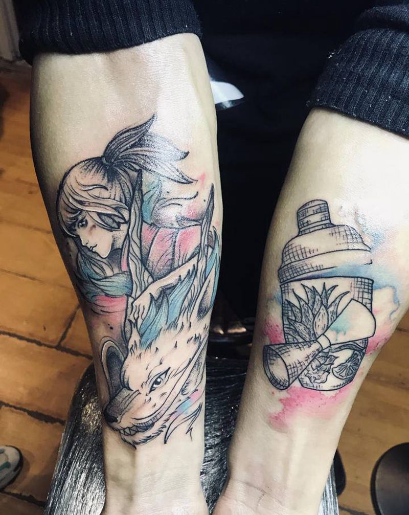 千与千寻纹身图片_水墨纹身图案