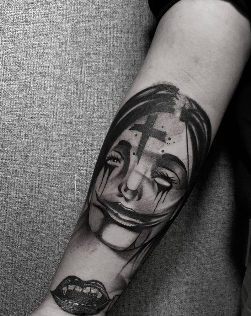 欧美风格花臂。纹身图片_手臂欧美写实花体字纹身图案