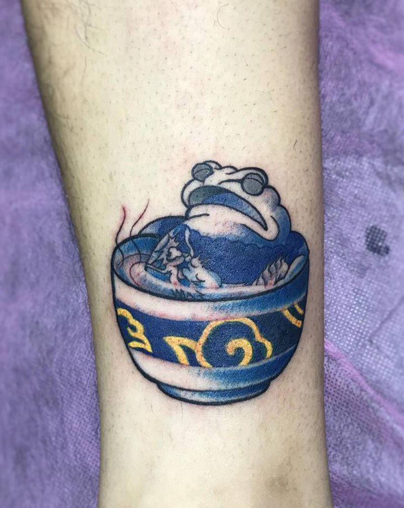 青蛙纹身图片_腿部脚部老传统新传统纹身图案