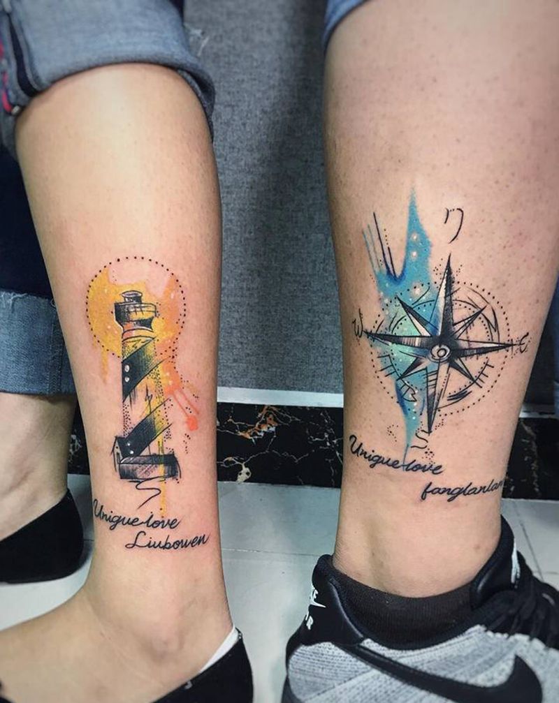 情侣纹身，水彩纹身纹身图片_手臂腿部水彩水墨纹身图案