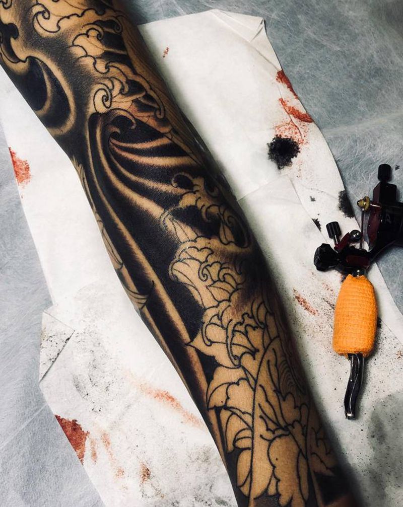 传统花臂纹身图片_手臂手部新传统纹身图案