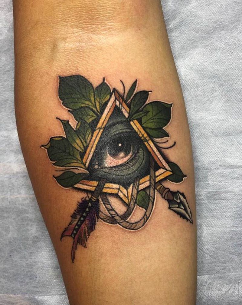 上帝之眼纹身图片_手臂New School纹身图案