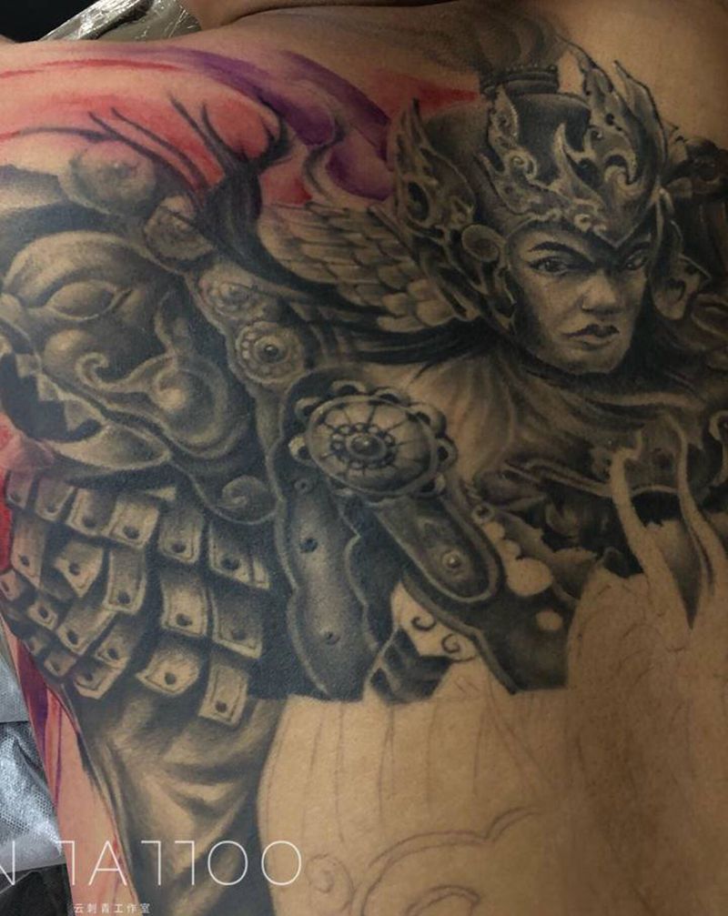 龙临-赵云纹身图片_背部老传统新传统赵子龙赵云纹身图案