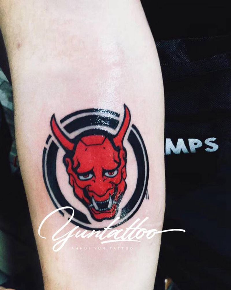 般若纹身图片_手臂腿部New School水彩般若纹身图案