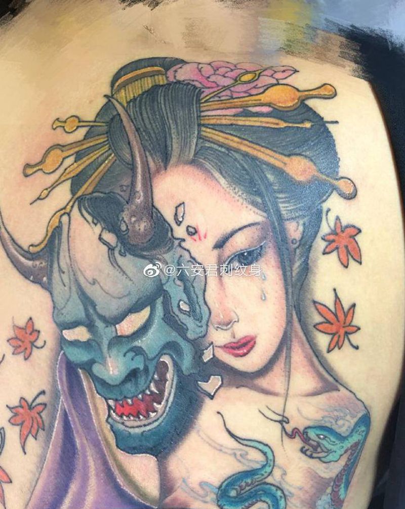 艺妓般若纹身图片_背部纹身图案