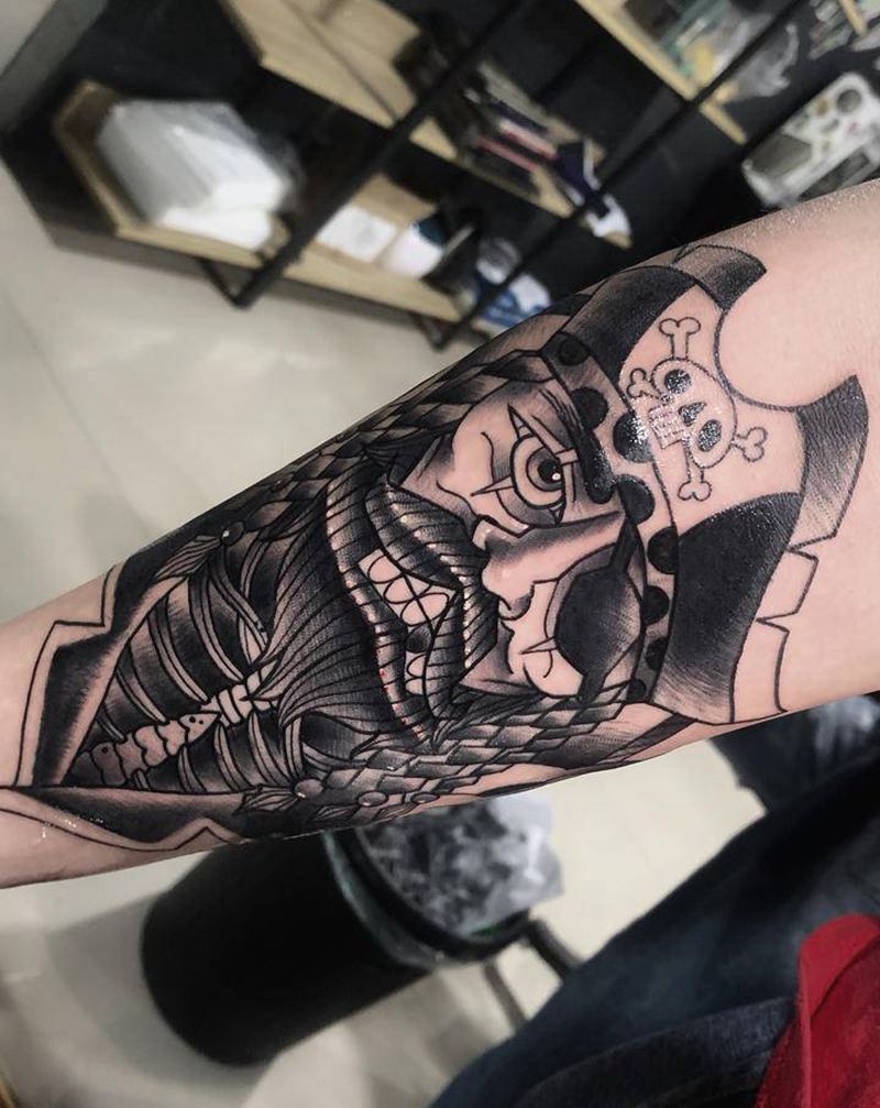 海盗船长纹身图片_手臂Old School纹身图案