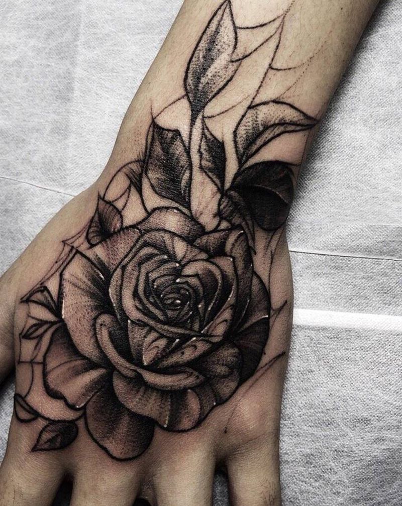 素花纹身图片_手部纹身图案